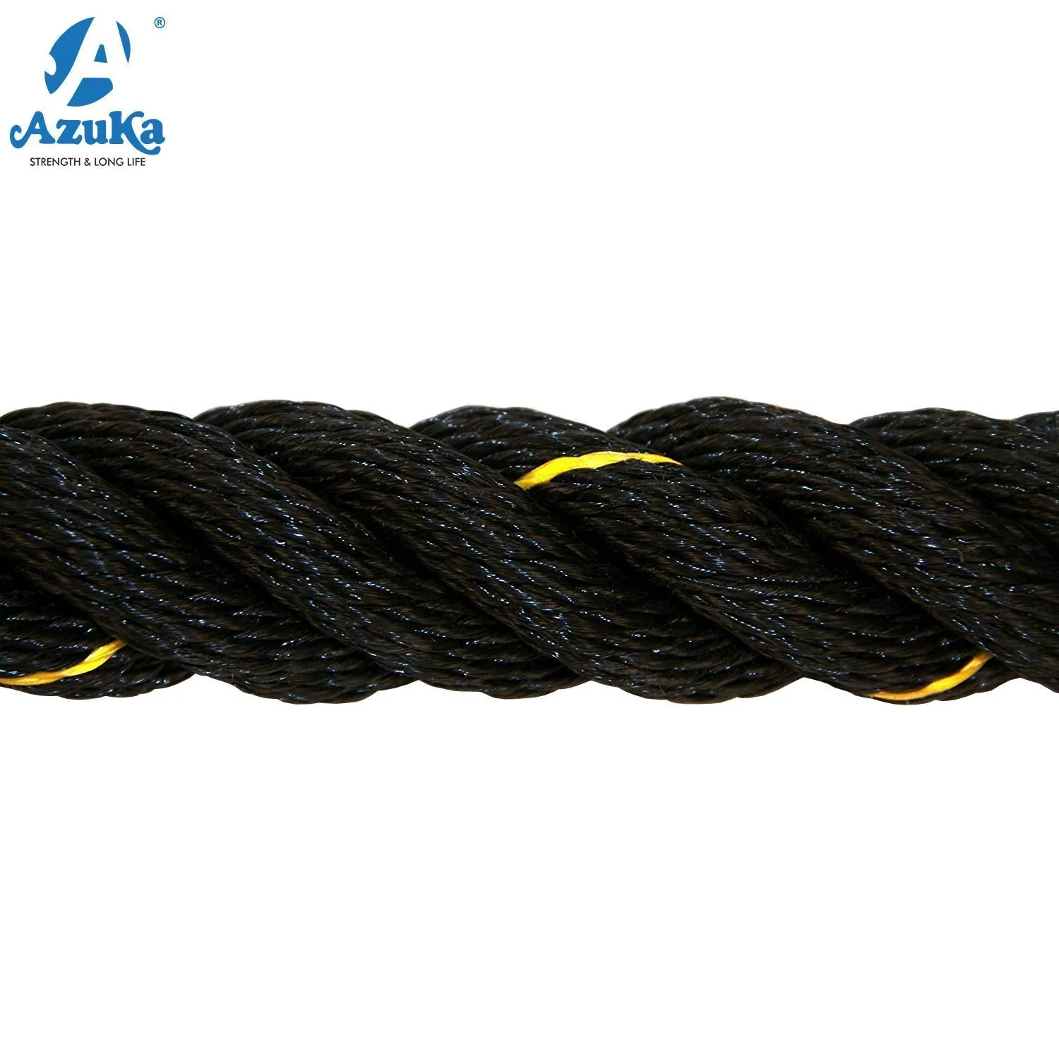 AZUKA® Ultimate Fitness Strength Training Battle Rope1.5inch 50ft Weight-11kg (Black Yellow)   Free Surprise Poster Inside