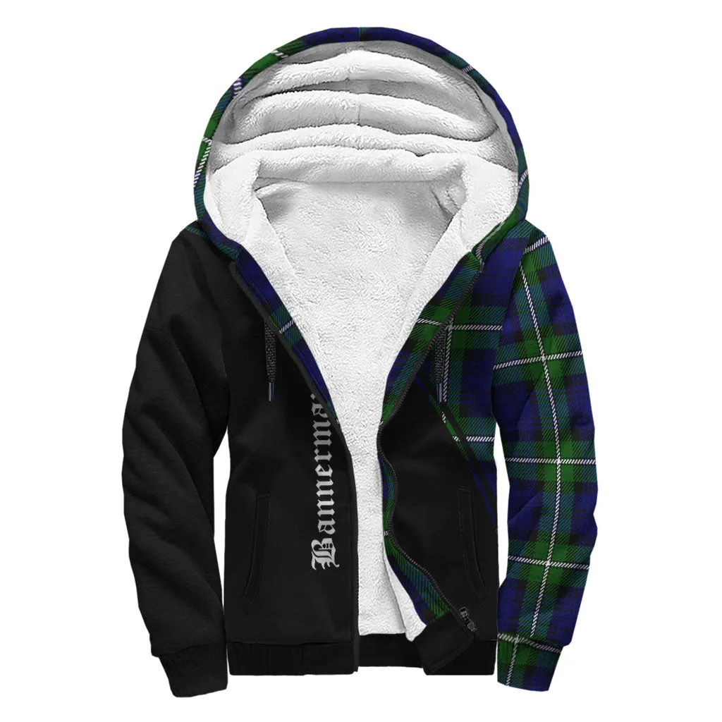 Bannerman Tartan Sherpa Hoodie with Family Crest Curve Style
