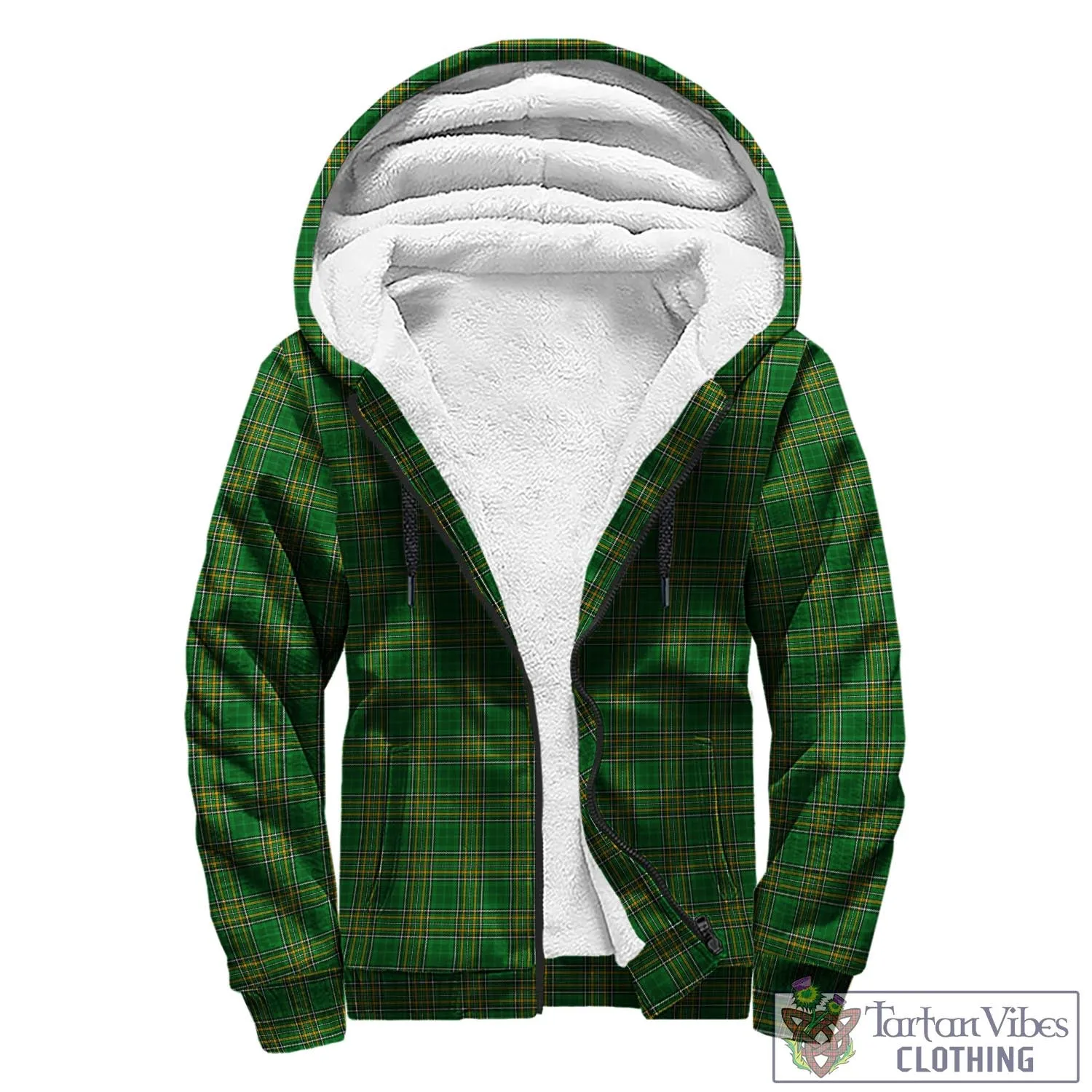 Bareth Irish Clan Tartan Sherpa Hoodie with Coat of Arms