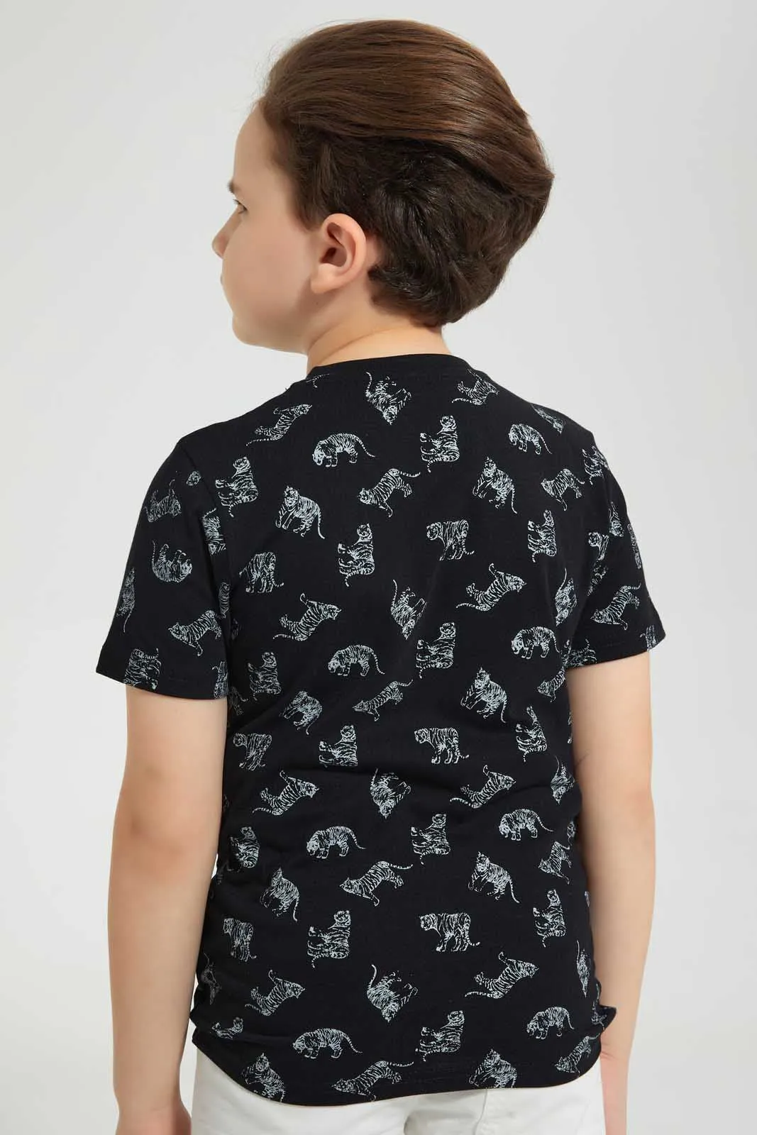 Black Tiger Print T-Shirt