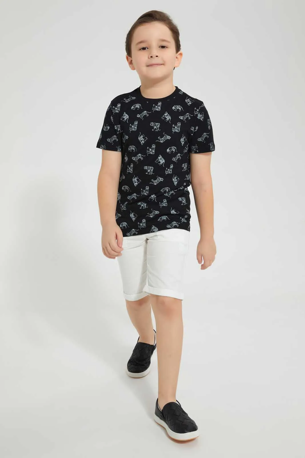 Black Tiger Print T-Shirt