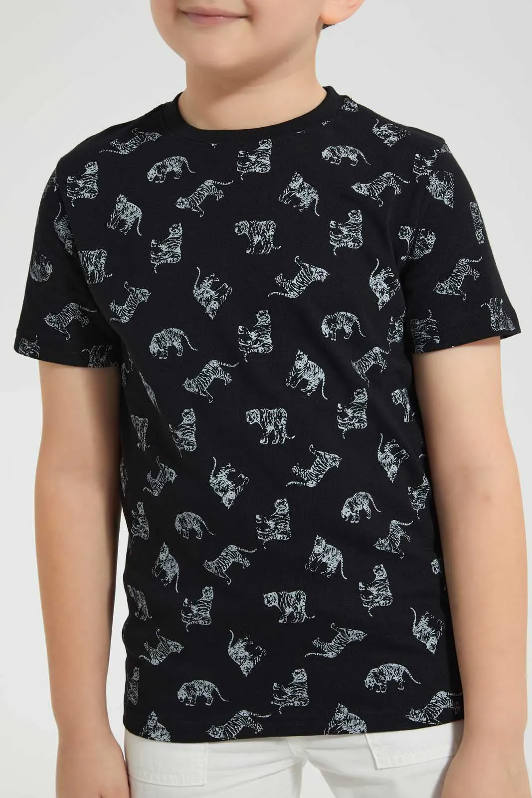 Black Tiger Print T-Shirt