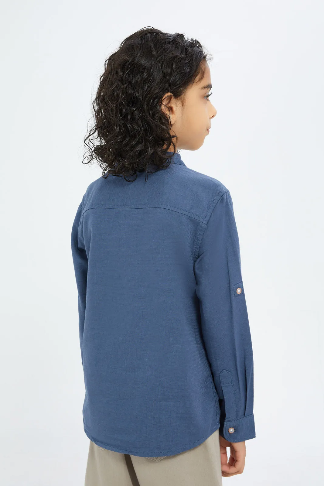 Boys Blue Mandarin Shirt