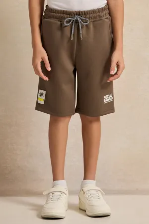 Boys Olive Printed Shorts