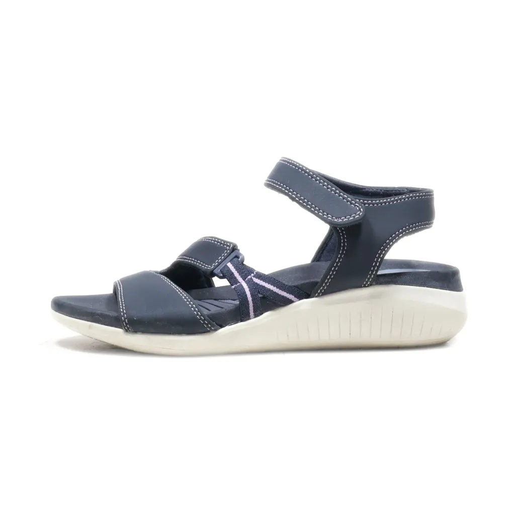 Clarks Flat Sandals Leather Blue Colour For Women