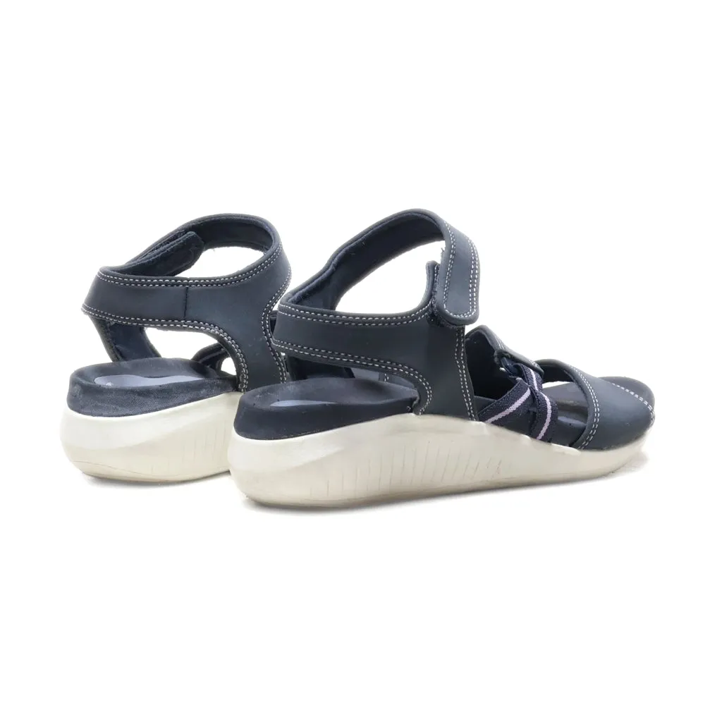 Clarks Flat Sandals Leather Blue Colour For Women
