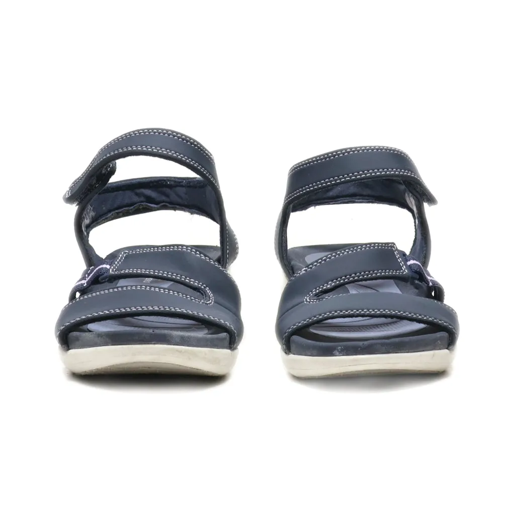 Clarks Flat Sandals Leather Blue Colour For Women