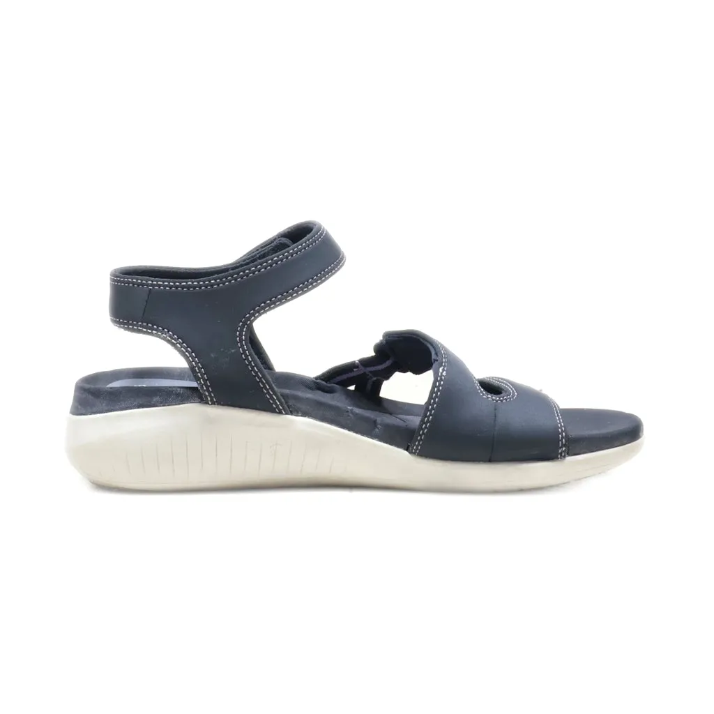 Clarks Flat Sandals Leather Blue Colour For Women