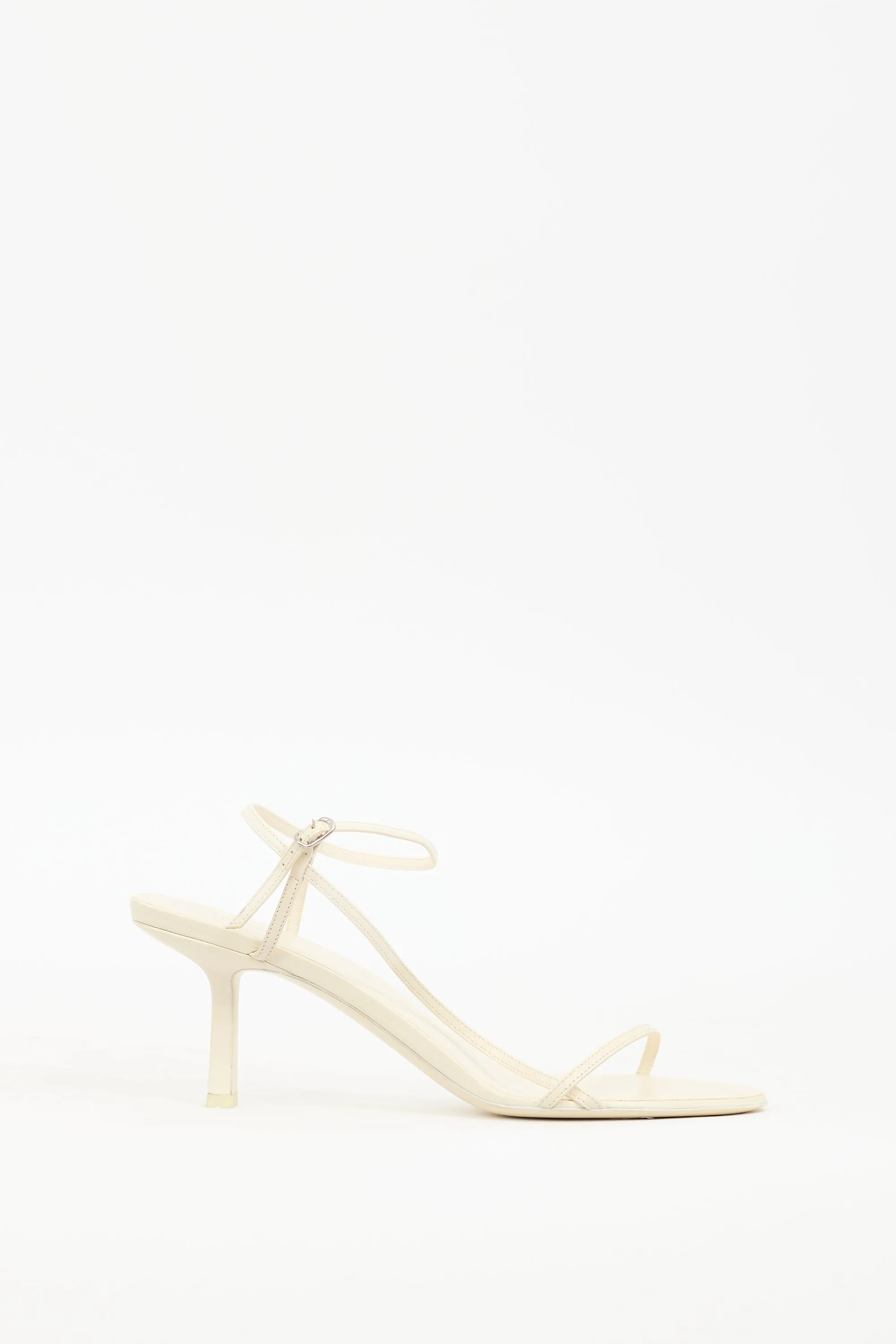 Cream Leather Bare Heeled Sandal