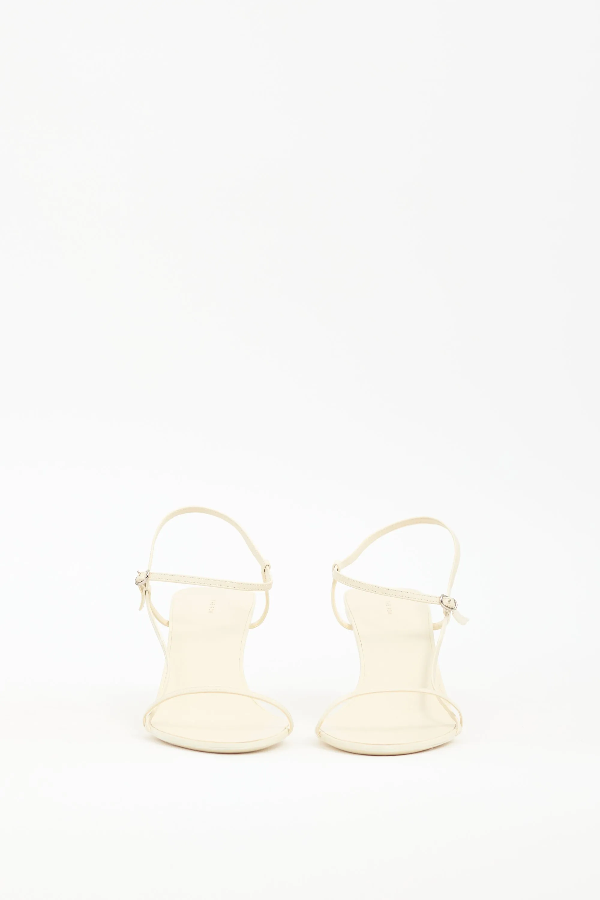 Cream Leather Bare Heeled Sandal