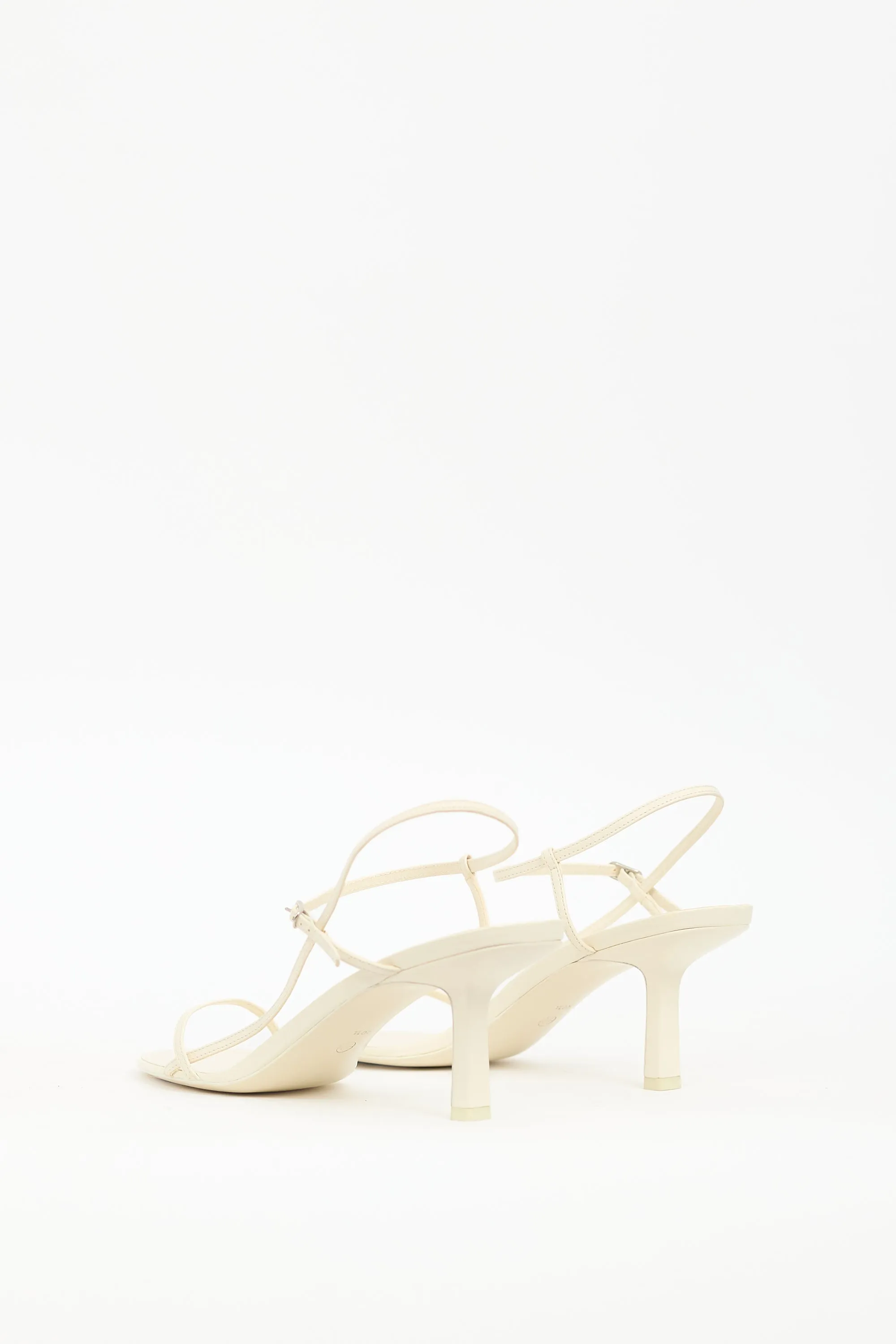 Cream Leather Bare Heeled Sandal