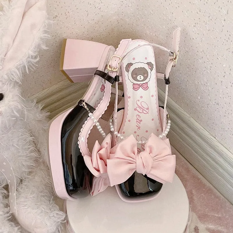 Elegant Bow Knot Lolita High-heeled Sandals