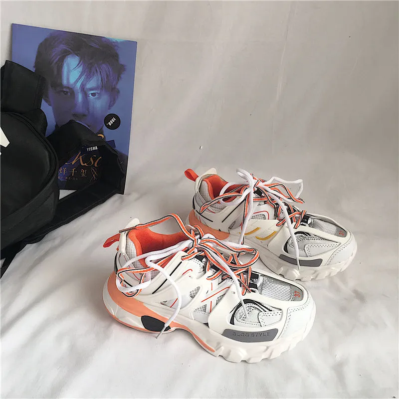 Female Male Dad Shoes  Adult Platform Trainers Stylish Casual Chunky Sneakers For Women Men White Sport Thick Sole Footwear