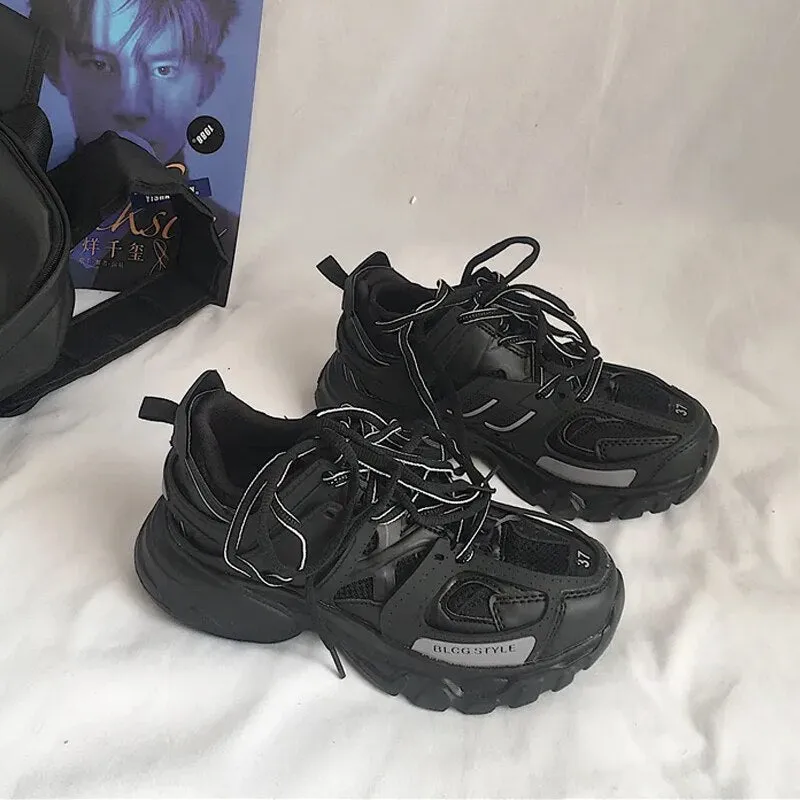 Female Male Dad Shoes  Adult Platform Trainers Stylish Casual Chunky Sneakers For Women Men White Sport Thick Sole Footwear