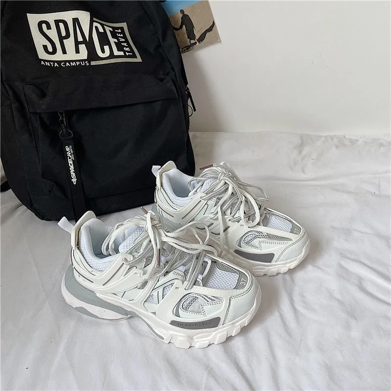 Female Male Dad Shoes  Adult Platform Trainers Stylish Casual Chunky Sneakers For Women Men White Sport Thick Sole Footwear