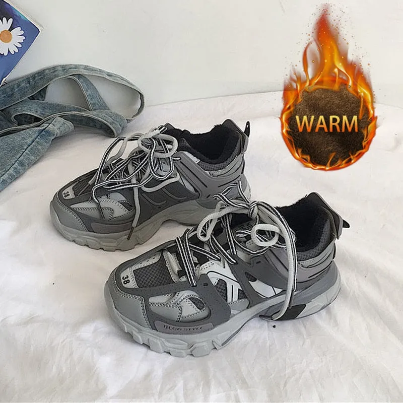 Female Male Dad Shoes  Adult Platform Trainers Stylish Casual Chunky Sneakers For Women Men White Sport Thick Sole Footwear