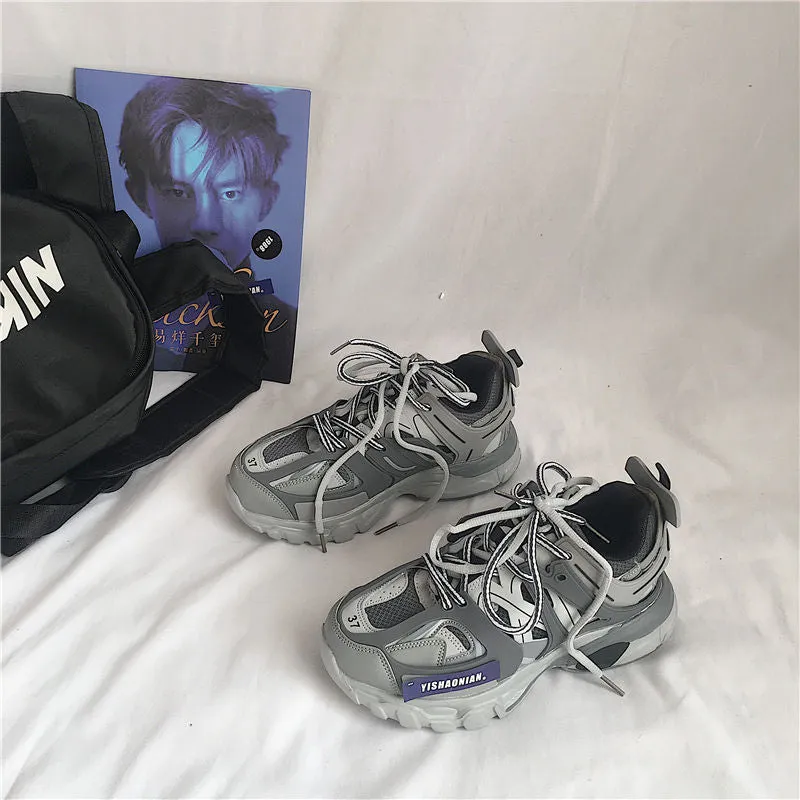 Female Male Dad Shoes  Adult Platform Trainers Stylish Casual Chunky Sneakers For Women Men White Sport Thick Sole Footwear