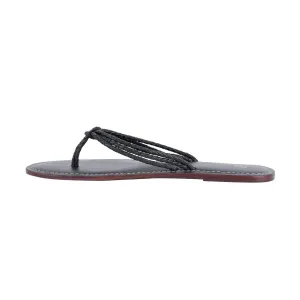 Gap Braided Flat Sandals Leather Black Colour For Women