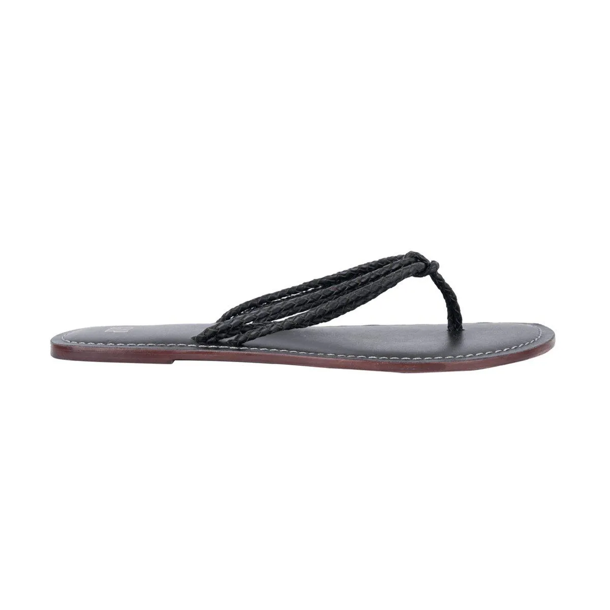 Gap Braided Flat Sandals Leather Black Colour For Women