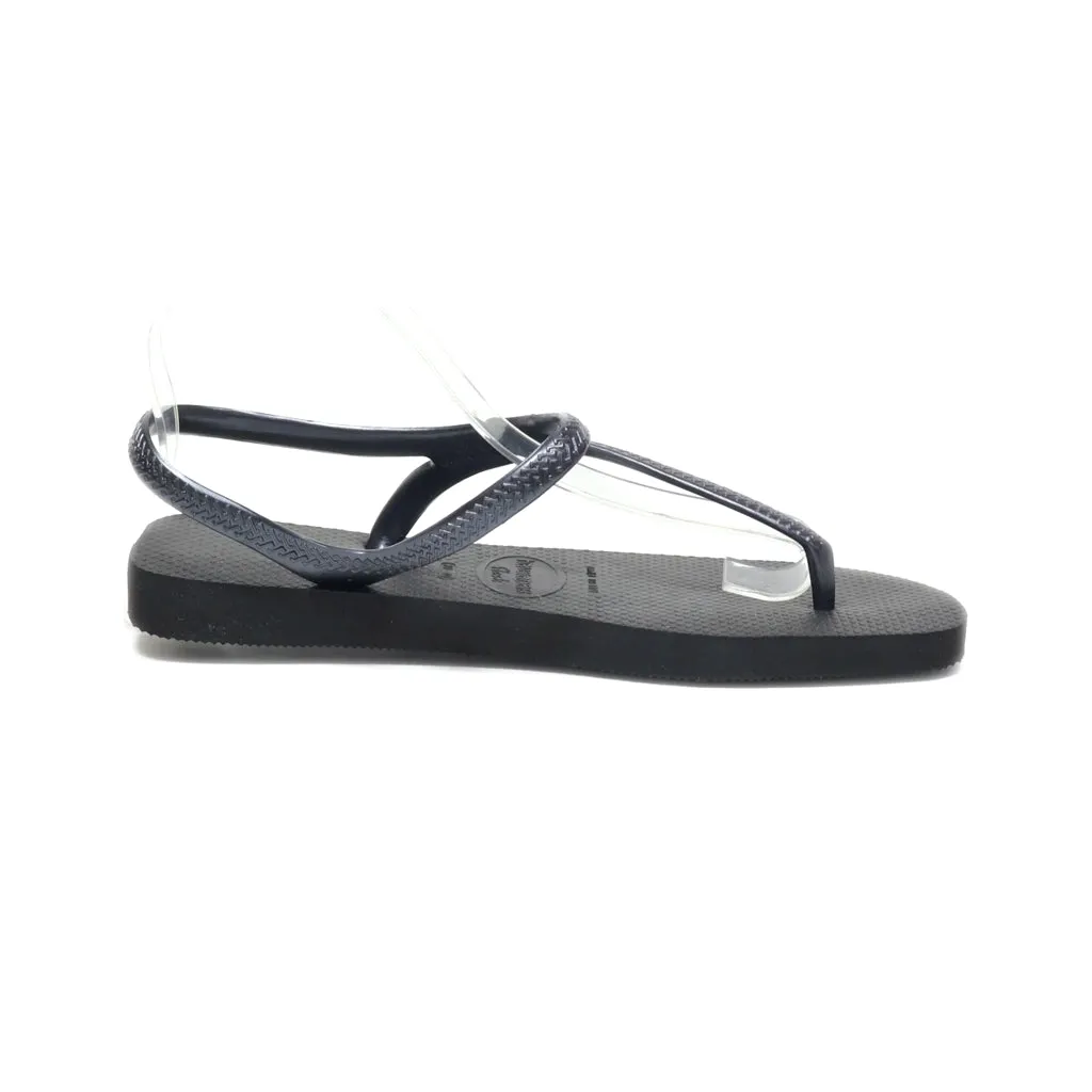 Havaianas Flat Sandals Rubber Black Colour For Women