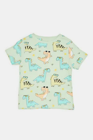 Infant Boys Green Dino Print T-Shirt