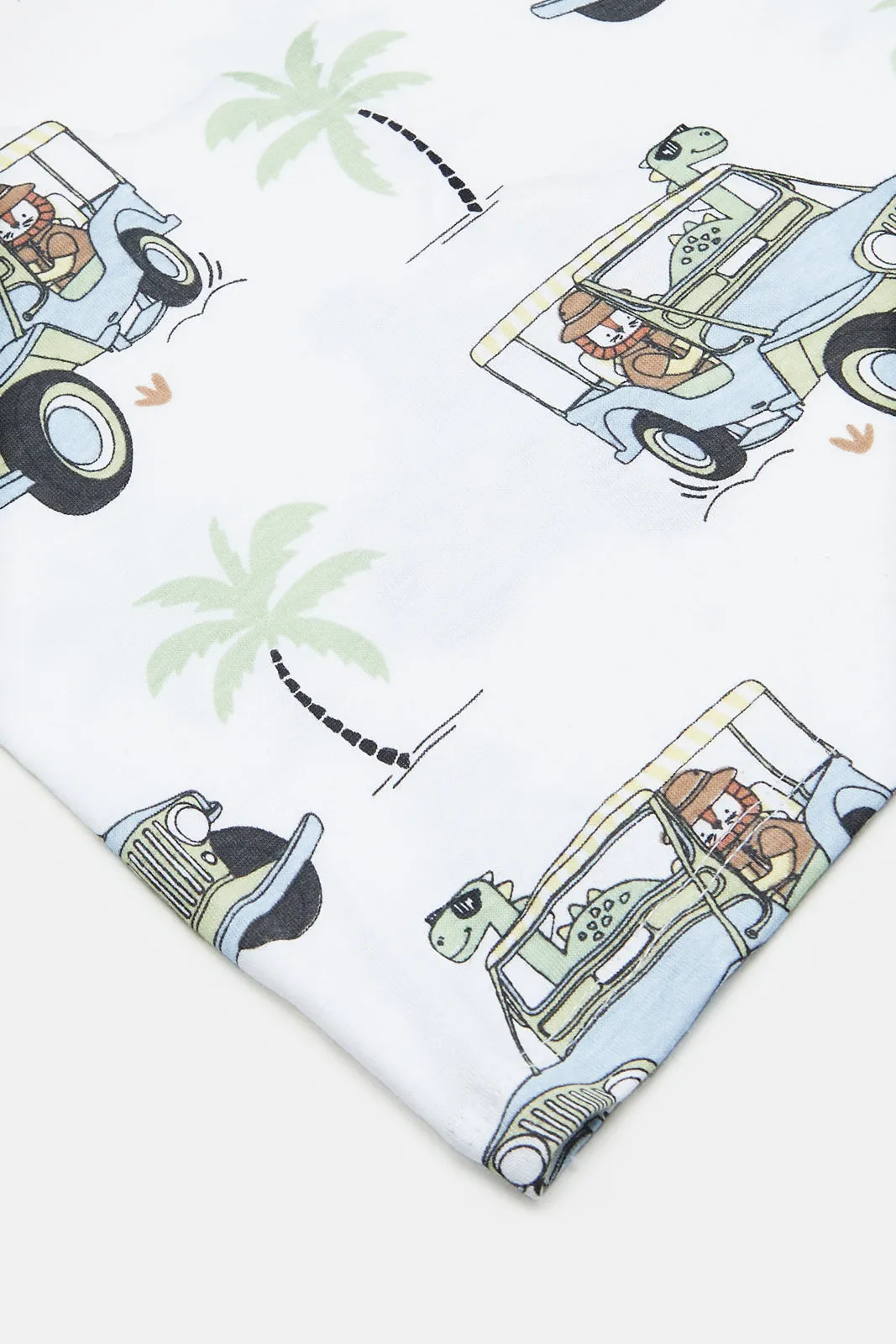 Infant Boys White Jeep Print T-Shirt