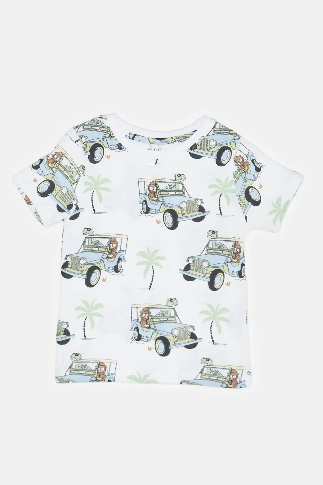 Infant Boys White Jeep Print T-Shirt