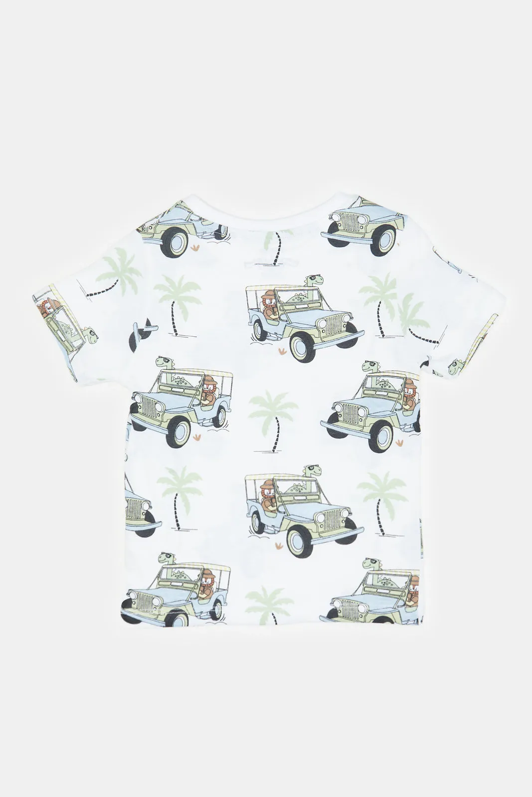 Infant Boys White Jeep Print T-Shirt