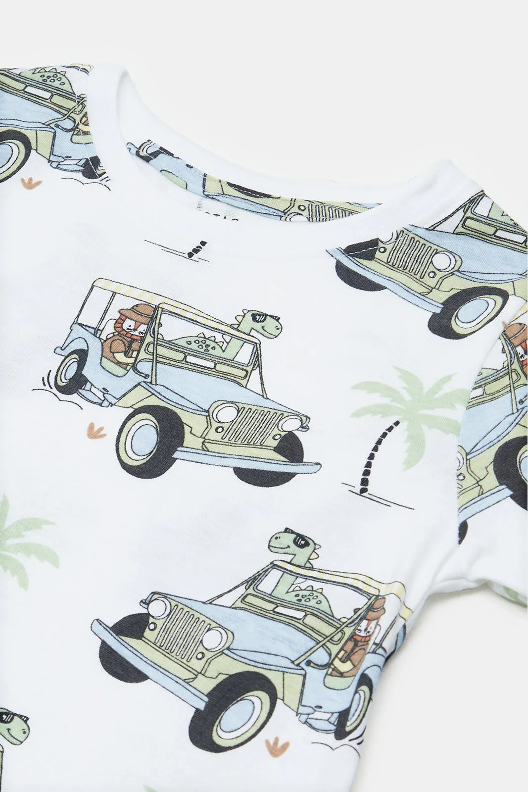 Infant Boys White Jeep Print T-Shirt