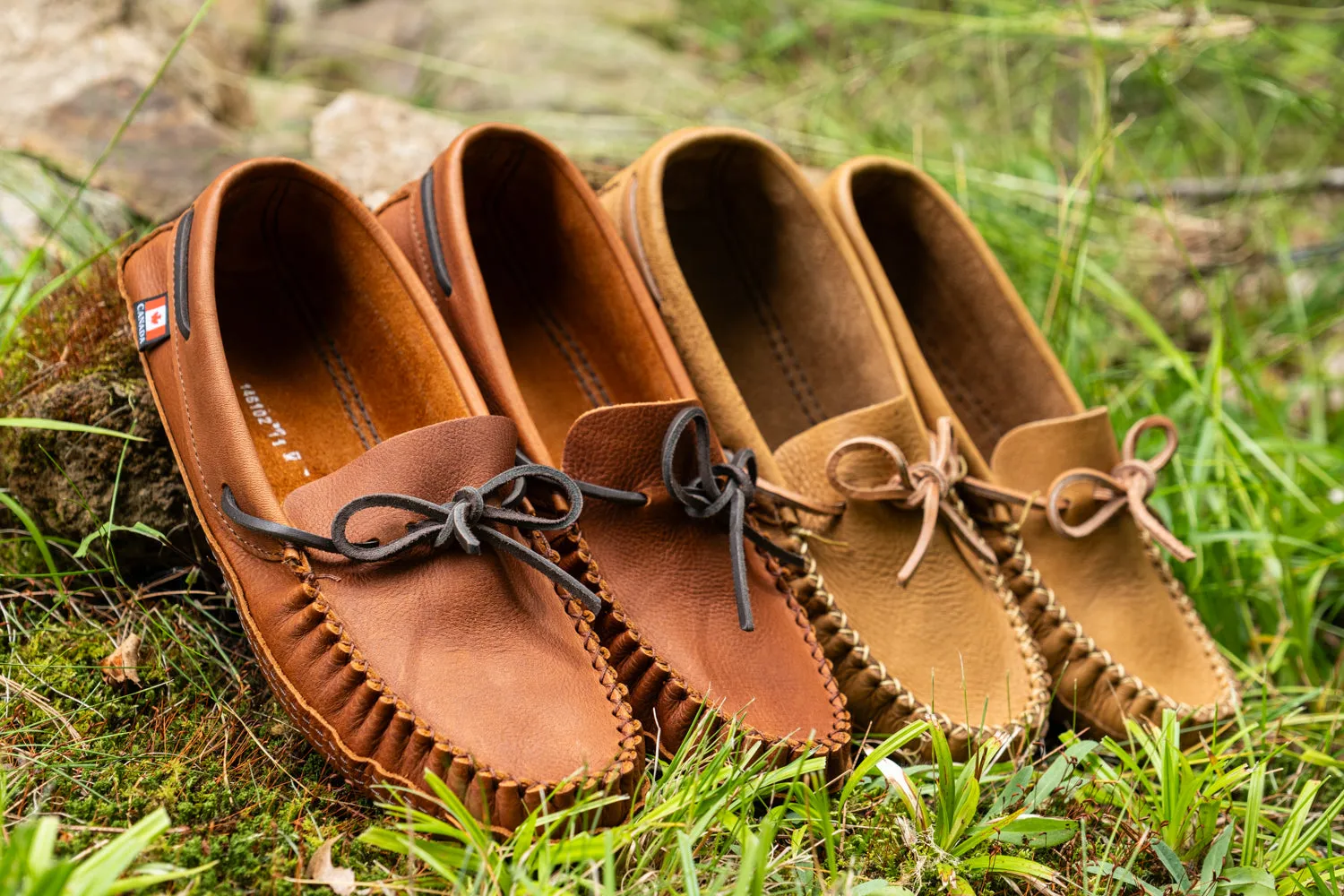 Men's CLEARANCE Earthing Moccasins Wide Brown Leather 1461-N