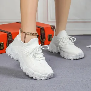 Orthopedic Sneakers for Women with Arch Support Slip On Shoes for Women Breathable Mesh Knit Tennis Shoes Lace Up Sock Comfortable Walking Shoes Women Outdoor Lightweight Hiking Shoes ﻿
