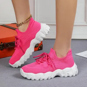 Orthopedic Sneakers for Women with Arch Support Slip On Shoes for Women Breathable Mesh Knit Tennis Shoes Lace Up Sock Comfortable Walking Shoes Women Outdoor Lightweight Hiking Shoes ﻿