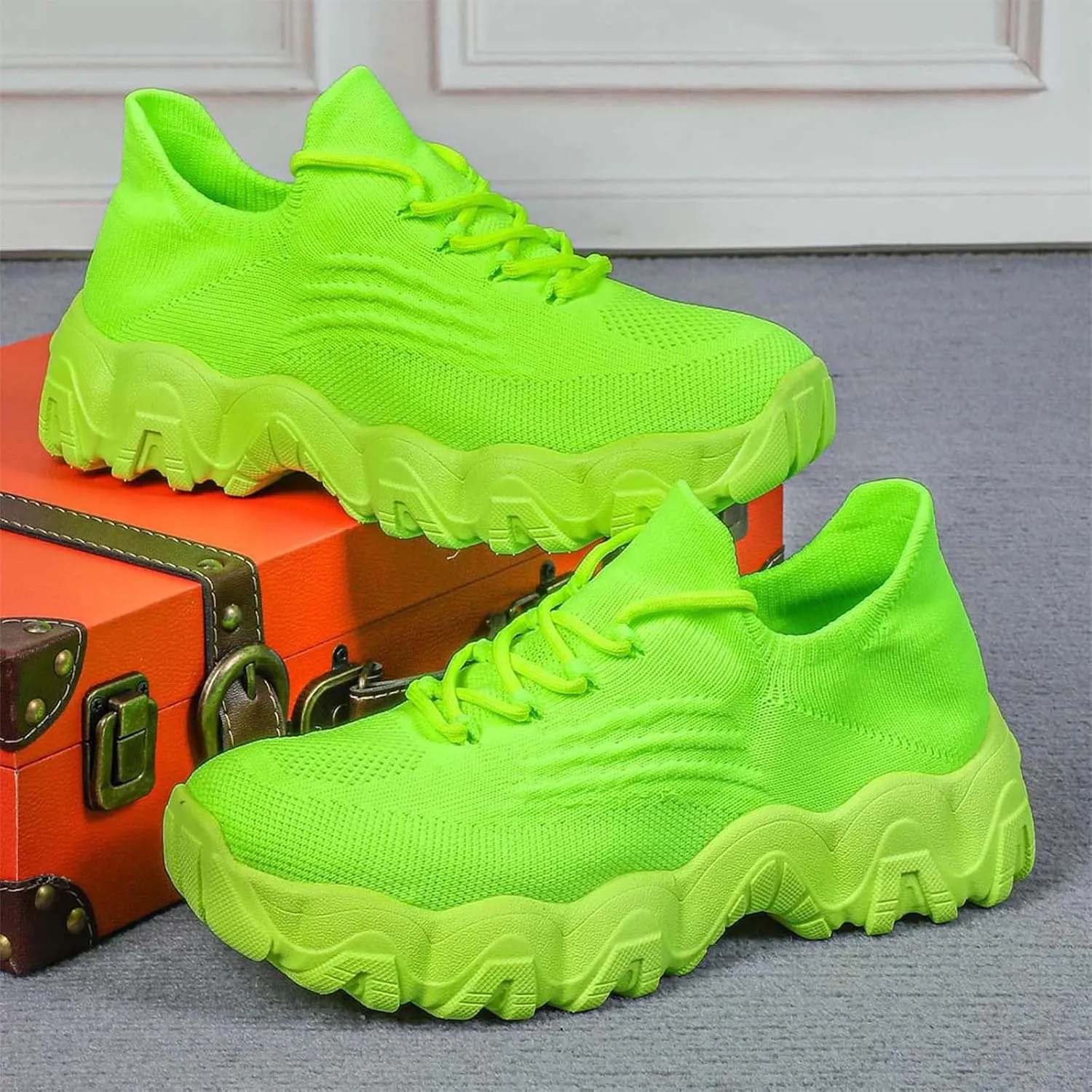Orthopedic Sneakers for Women with Arch Support Slip On Shoes for Women Breathable Mesh Knit Tennis Shoes Lace Up Sock Comfortable Walking Shoes Women Outdoor Lightweight Hiking Shoes ﻿