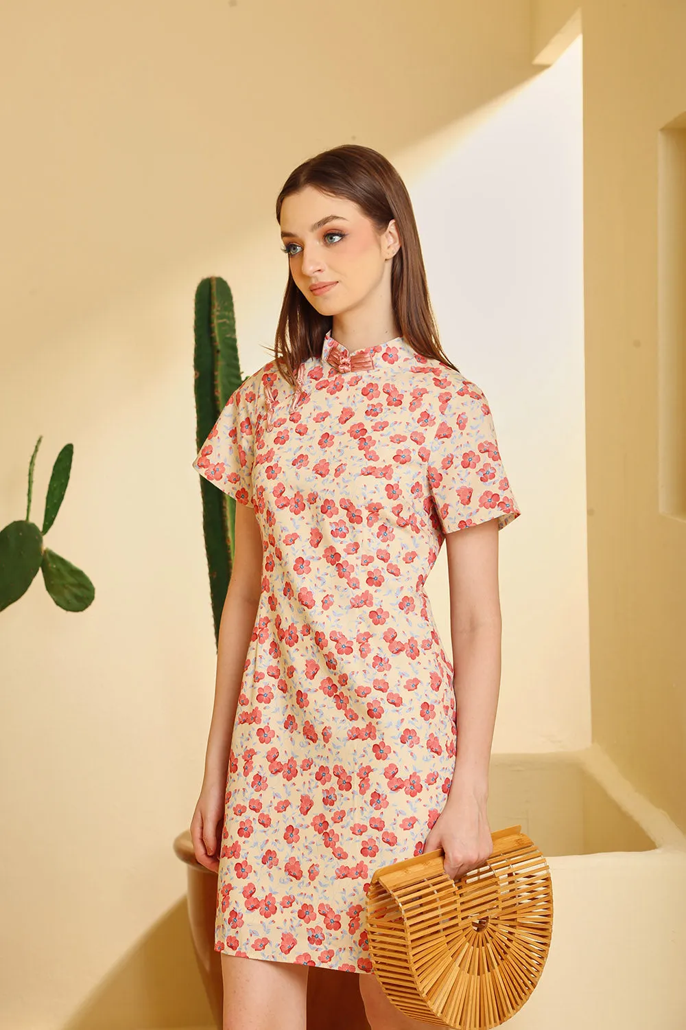 Perla Cheongsam Dress in Mandarin Floral
