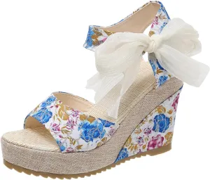 Wedge Sandal for Women Ankle Strap Flatform Arch Support Fish Mouth Toe Shoes Platform Espadrilles Lightweight Slip on