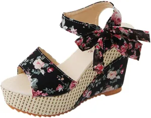 Wedge Sandal for Women Ankle Strap Flatform Arch Support Fish Mouth Toe Shoes Platform Espadrilles Open Waterproof Wide