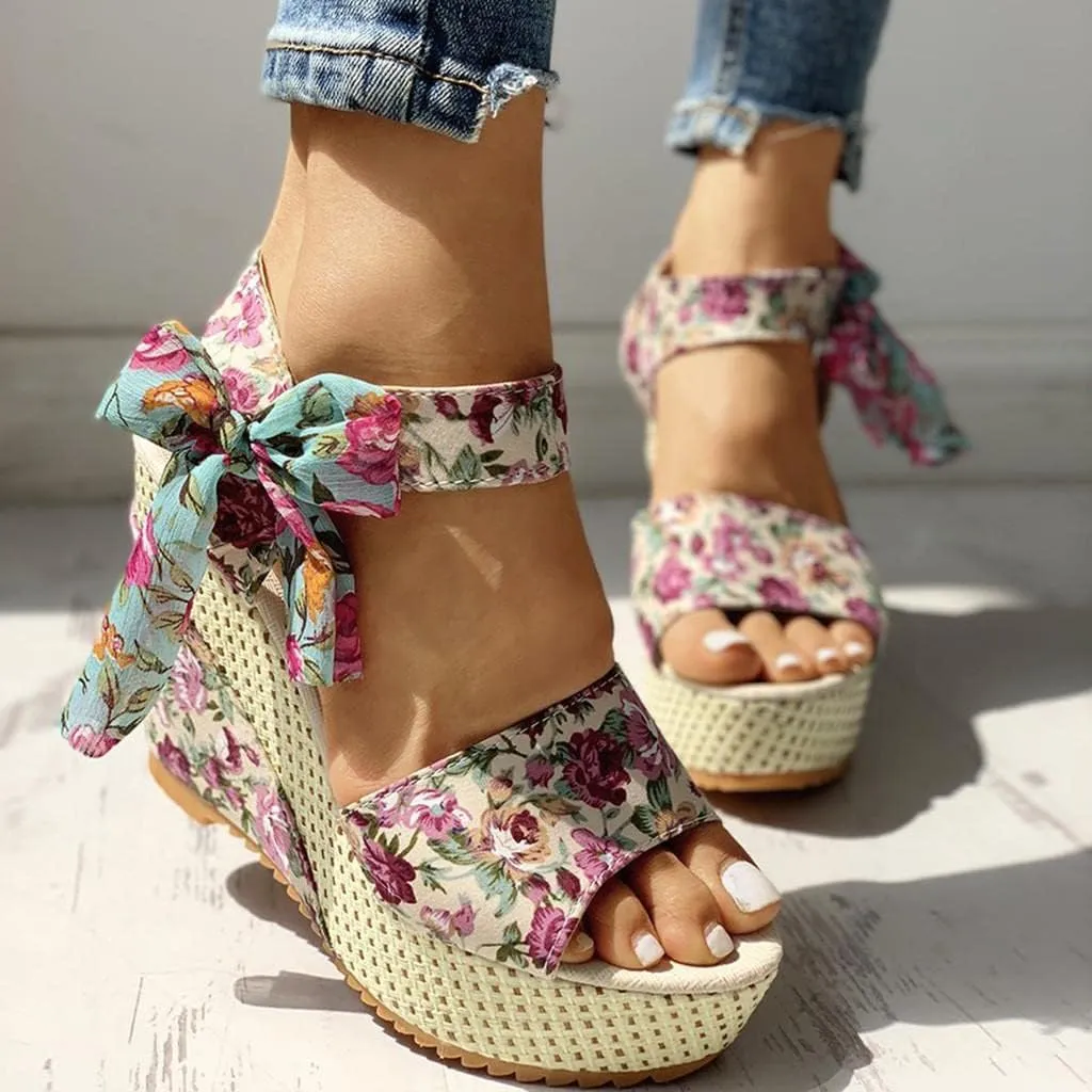 Wedge Sandal for Women Ankle Strap Flatform Arch Support Fish Mouth Toe Shoes Platform Espadrilles Open Waterproof Wide