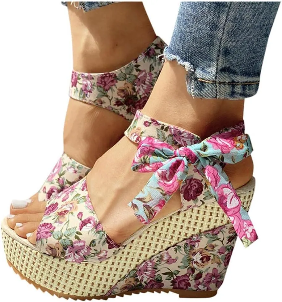 Wedge Sandal for Women Ankle Strap Flatform Arch Support Fish Mouth Toe Shoes Platform Espadrilles Open Waterproof Wide