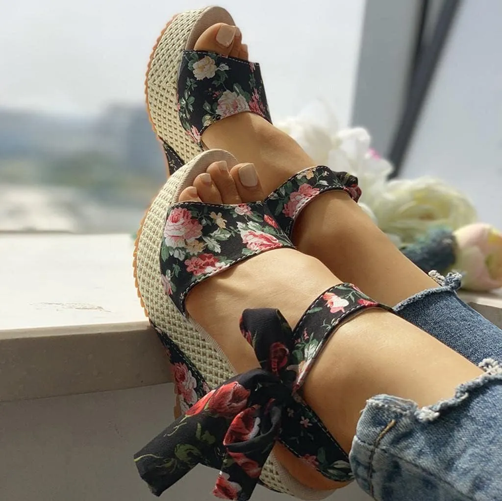Wedge Sandal for Women Ankle Strap Flatform Arch Support Fish Mouth Toe Shoes Platform Espadrilles Open Waterproof Wide