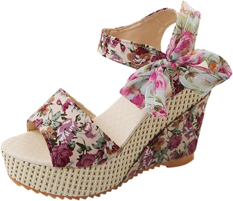 Wedge Sandal for Women Ankle Strap Flatform Arch Support Fish Mouth Toe Shoes Platform Espadrilles Open Waterproof Wide