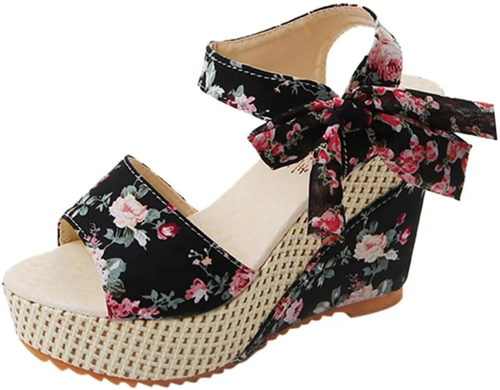 Wedge Sandal for Women Ankle Strap Flatform Arch Support Fish Mouth Toe Shoes Platform Espadrilles Open Waterproof Wide