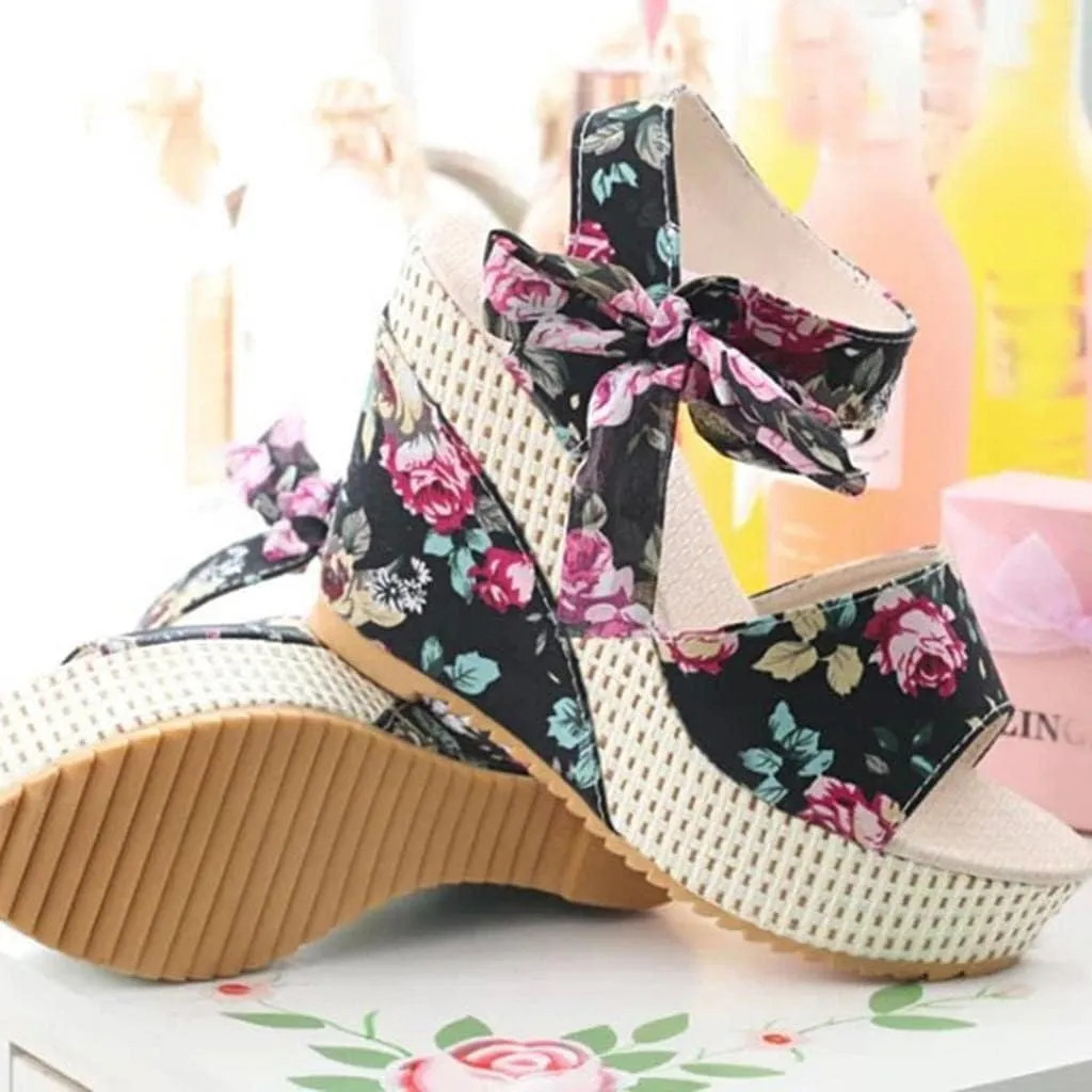 Wedge Sandal for Women Ankle Strap Flatform Arch Support Fish Mouth Toe Shoes Platform Espadrilles Open Waterproof Wide