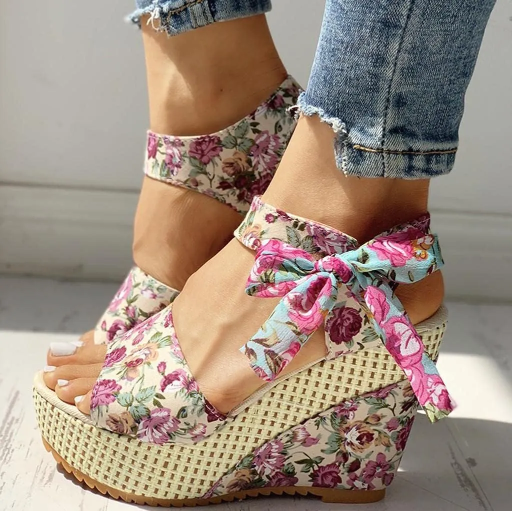 Wedge Sandal for Women Ankle Strap Flatform Arch Support Fish Mouth Toe Shoes Platform Espadrilles Open Waterproof Wide