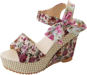 Wedge Sandal for Women Ankle Strap Flatform Arch Support Fish Mouth Toe Shoes Platform Espadrilles Open Waterproof Wide