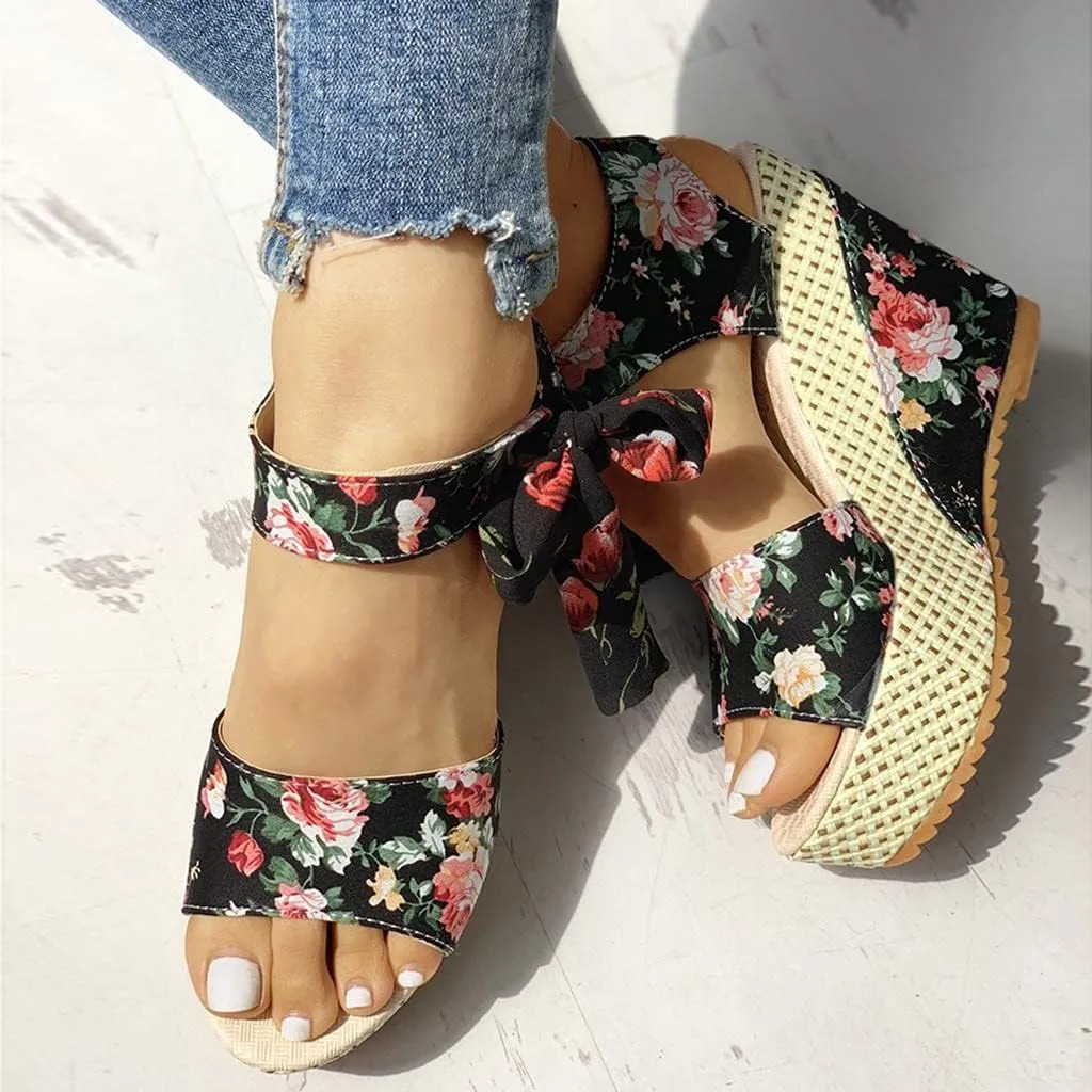 Wedge Sandal for Women Ankle Strap Flatform Arch Support Fish Mouth Toe Shoes Platform Espadrilles Open Waterproof Wide
