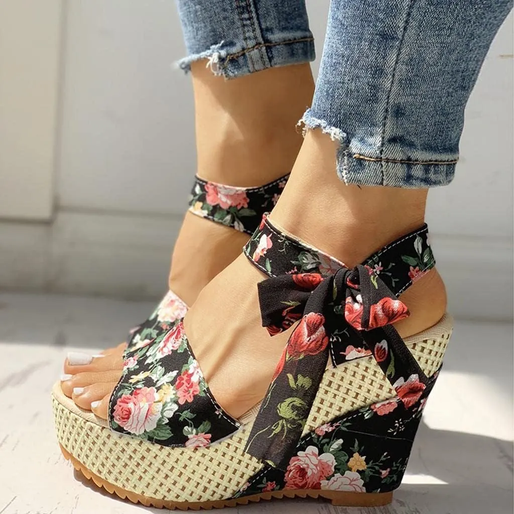 Wedge Sandal for Women Ankle Strap Flatform Arch Support Fish Mouth Toe Shoes Platform Espadrilles Open Waterproof Wide