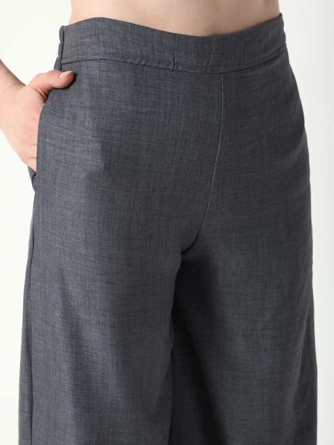 Women Grey Solid Co Ords Set with Tube Top