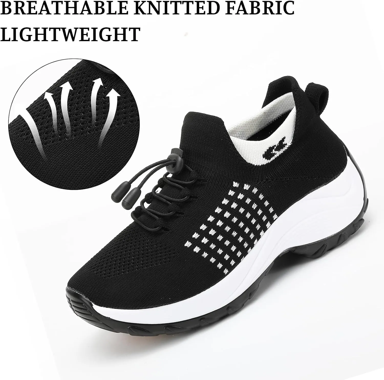 Women Orthopedic Sneakers Slip On for Walking, Breathable Comfortable, Thick Bottom Air Cushion, Non Slip for Gym, Casual Ladies Athletic Shoe