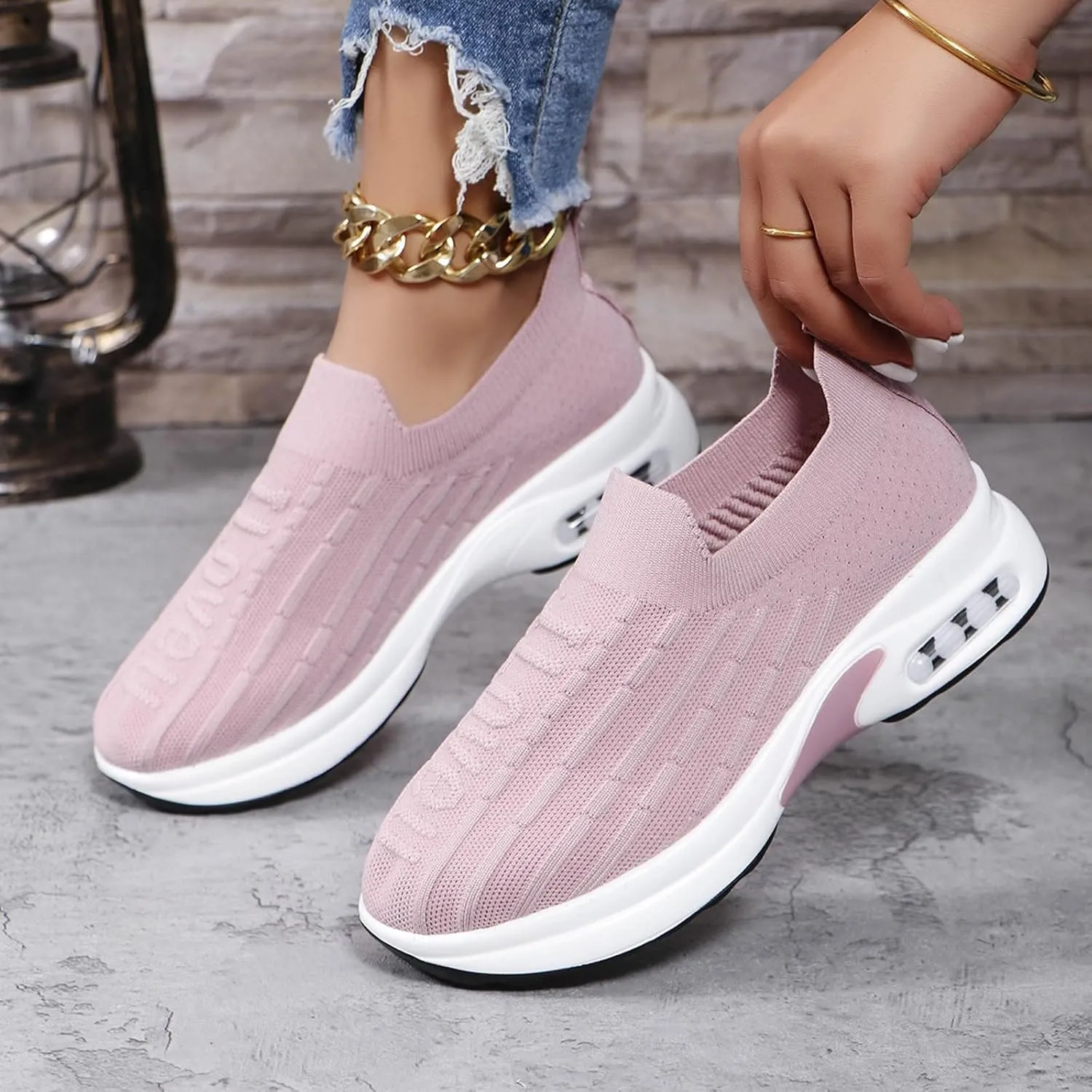 Women Walking Shoes with Arch Support Orthopedic Shoes for Women Sneakers for Women Running Shoes Slip On Casual Shoes Comfortable Fashion Tennis Shoes Mesh Lightweight Sneaker for Work