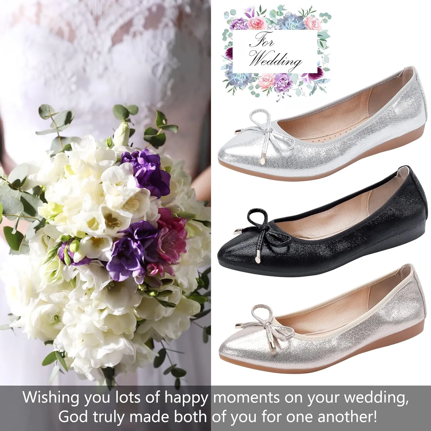 Women's Ballet Flats Foldable Shiny Comfortable Loafers Shoes Dressy Flats Shoes for Women